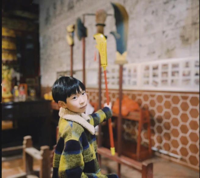 姚晨|姚晨一家回村过年!素颜吃席差点认不出,8岁儿子手举长刀模样俊