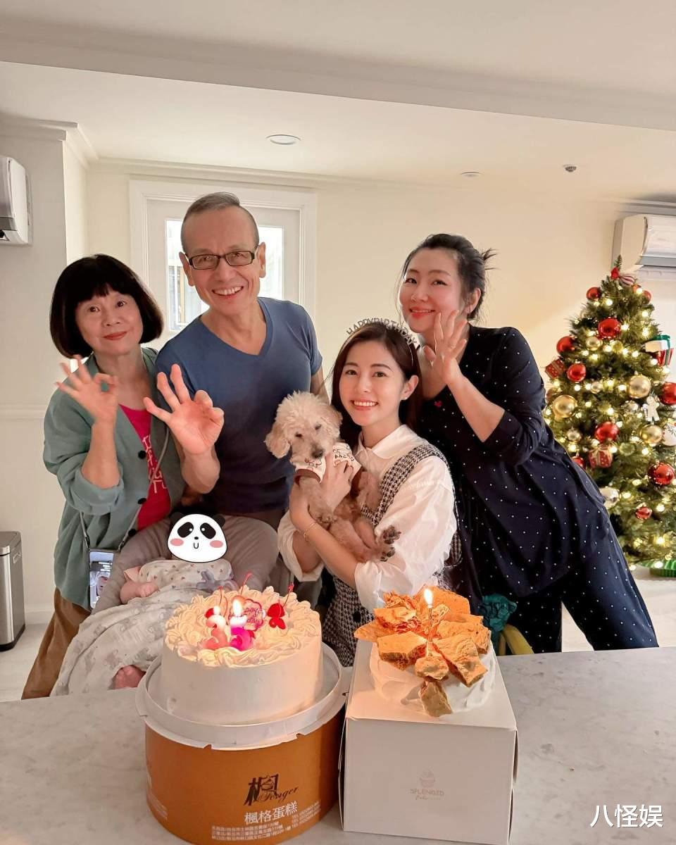 任家萱全家福曝光，穿睡衣为妹妹庆生，儿子皮肤白皙胖嘟嘟像爸爸
