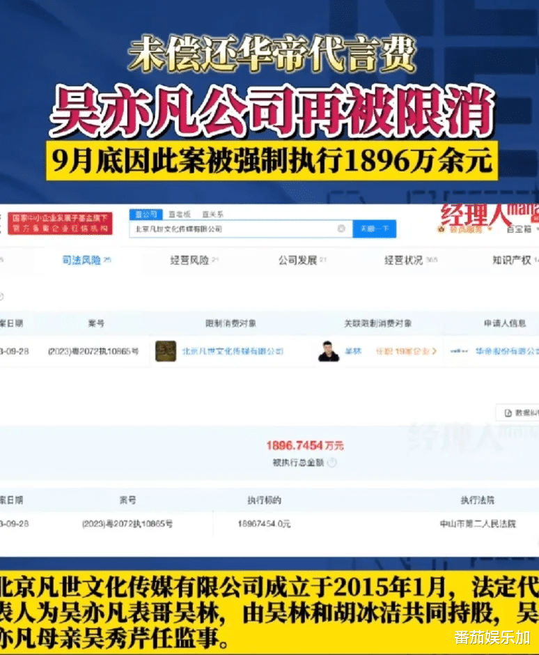 吴亦凡再被限制高消费，强制执行1896万元，评论区沦陷