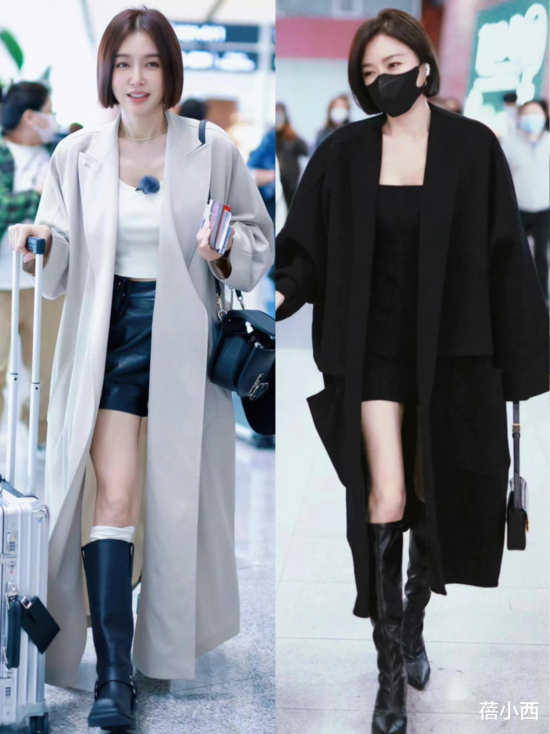 165的秦岚带火了一种新穿法:大衣+短裙+长筒靴,显瘦显高又洋气