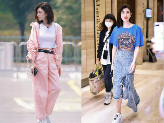 贾静雯已经接近50了，身高只有160厘米，她的穿搭展现出高级感