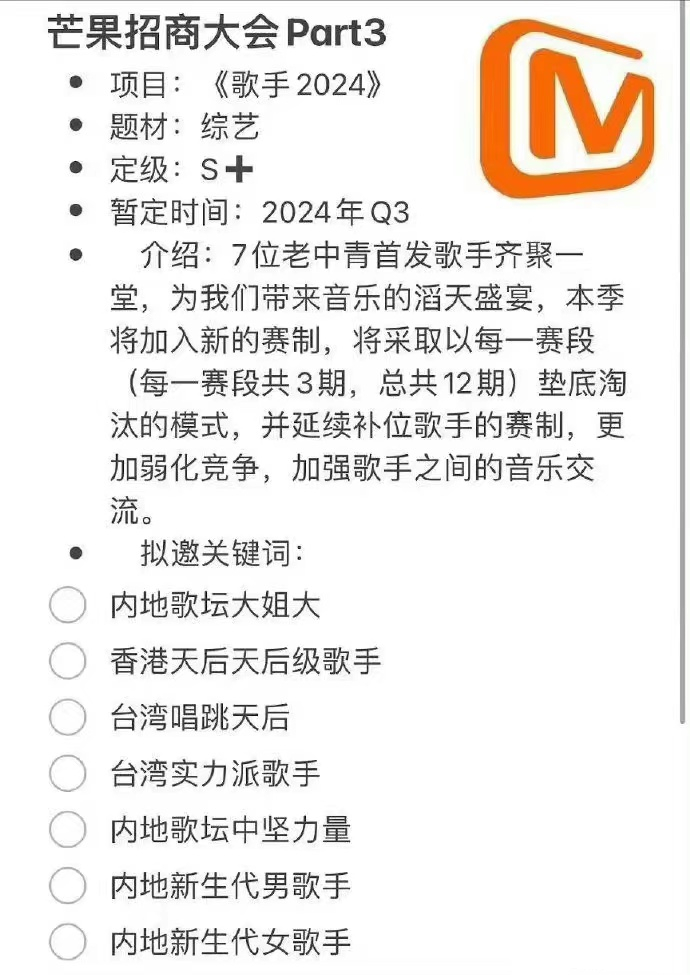 《歌手2024》被曝重启，拟邀嘉宾名单曝光，那英蔡依林周深或加盟