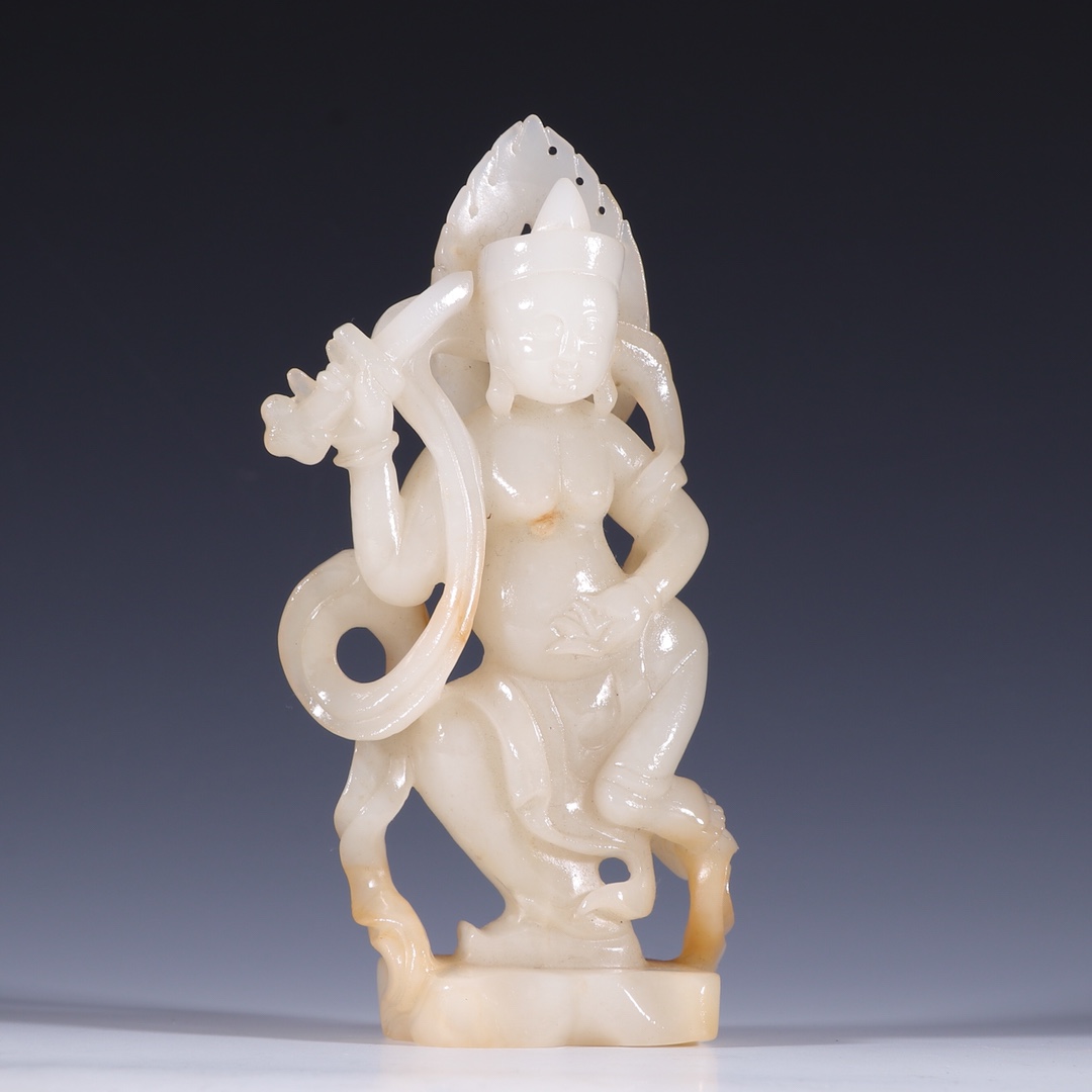 |旧藏【和田玉 藏传护法佛 摆件】