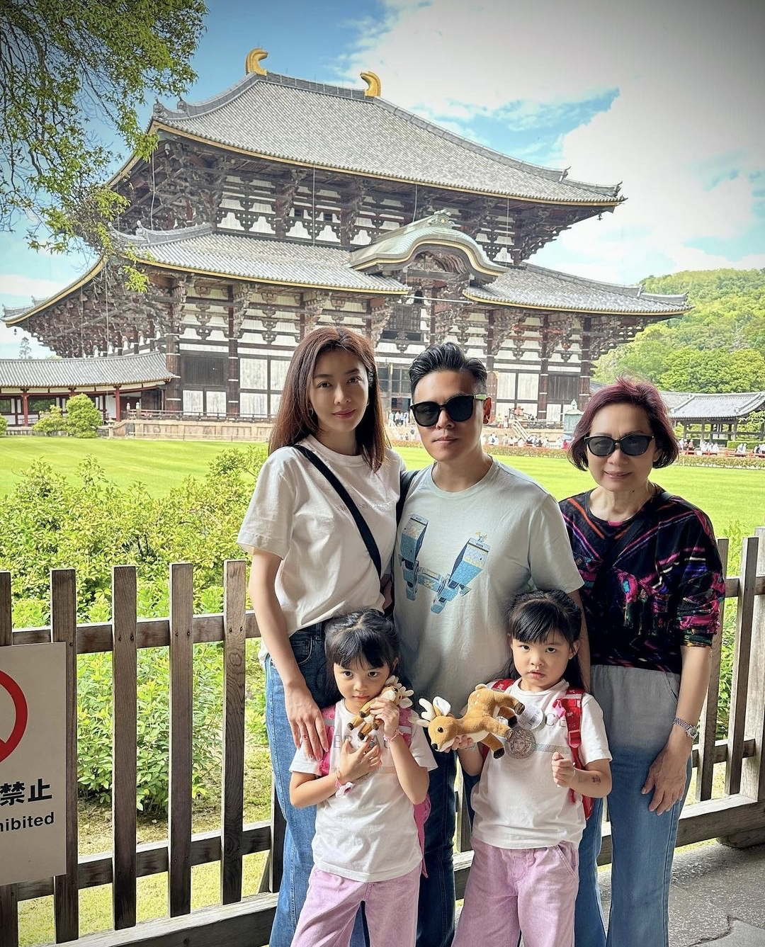 熊黛林|熊黛林富豪老公晒全家福,带双胞胎女儿到内地旅行,婆媳罕见同框