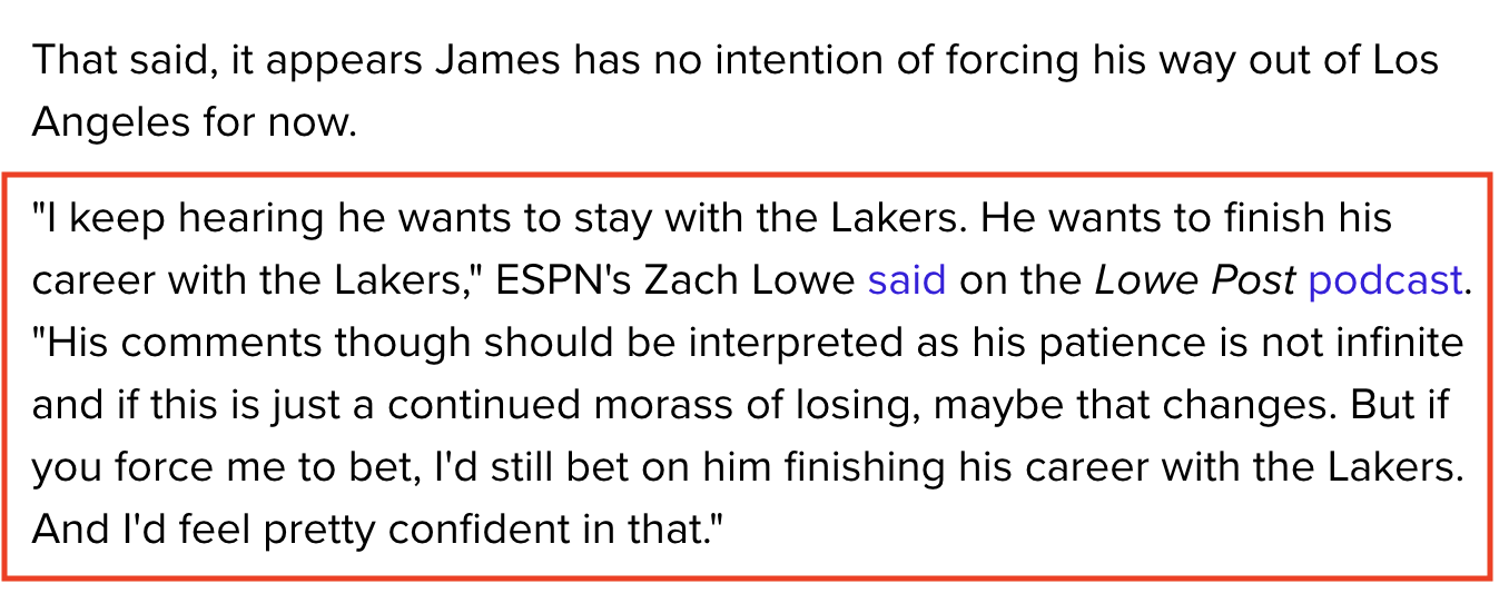 金融it|没有“逼宫”这事?名记直言老詹仍希望终老湖人,1好处比争冠舒服