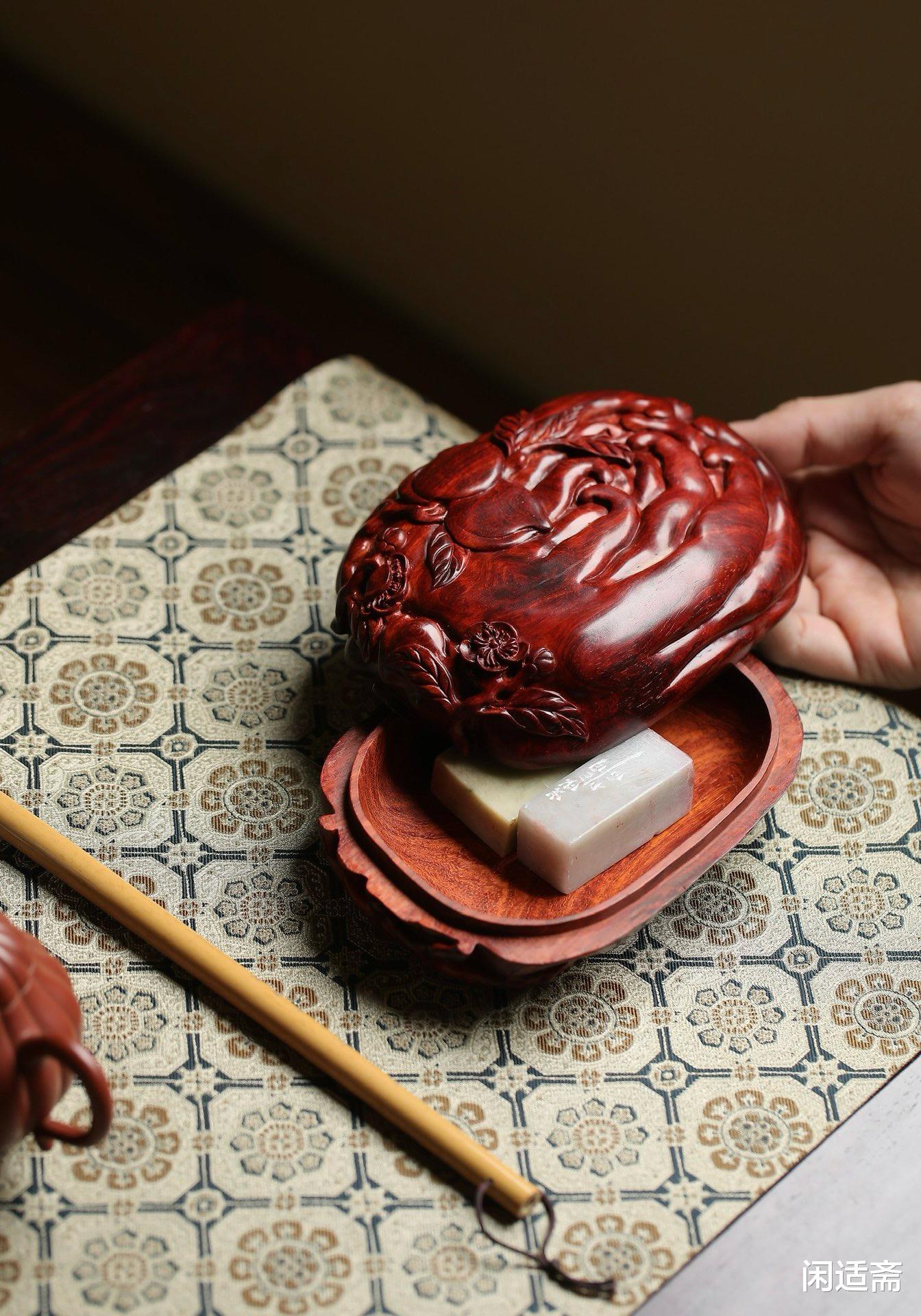 文房雅器，小叶紫檀，佛手盖盒