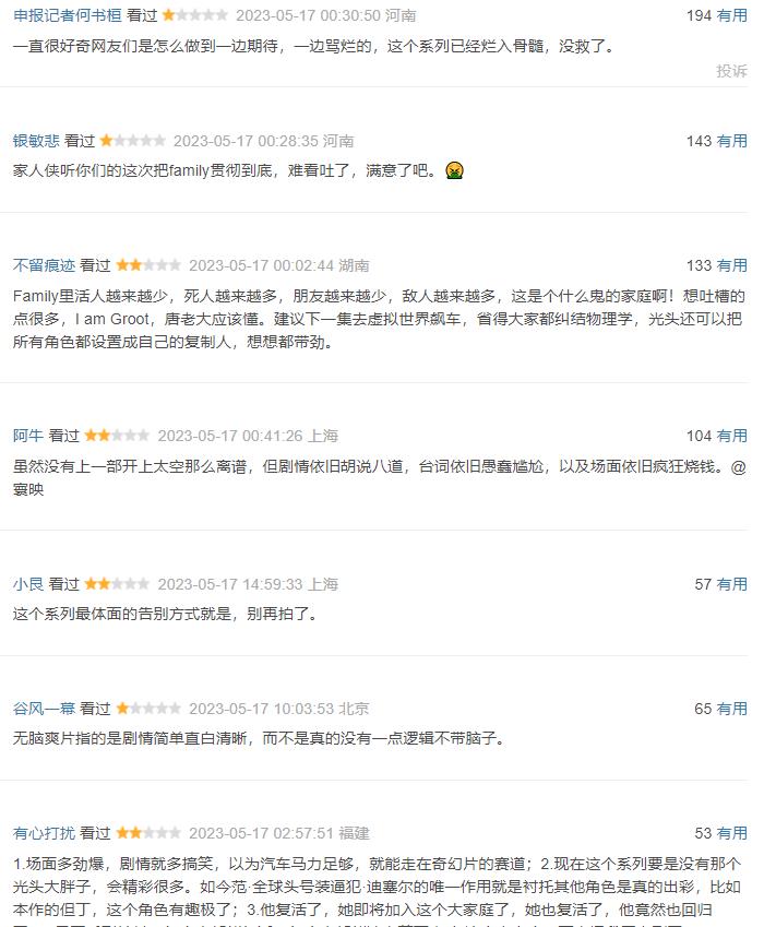 速度与激情10|好家伙!《速度与激情10》上映差评一片,观众的理由出奇一致