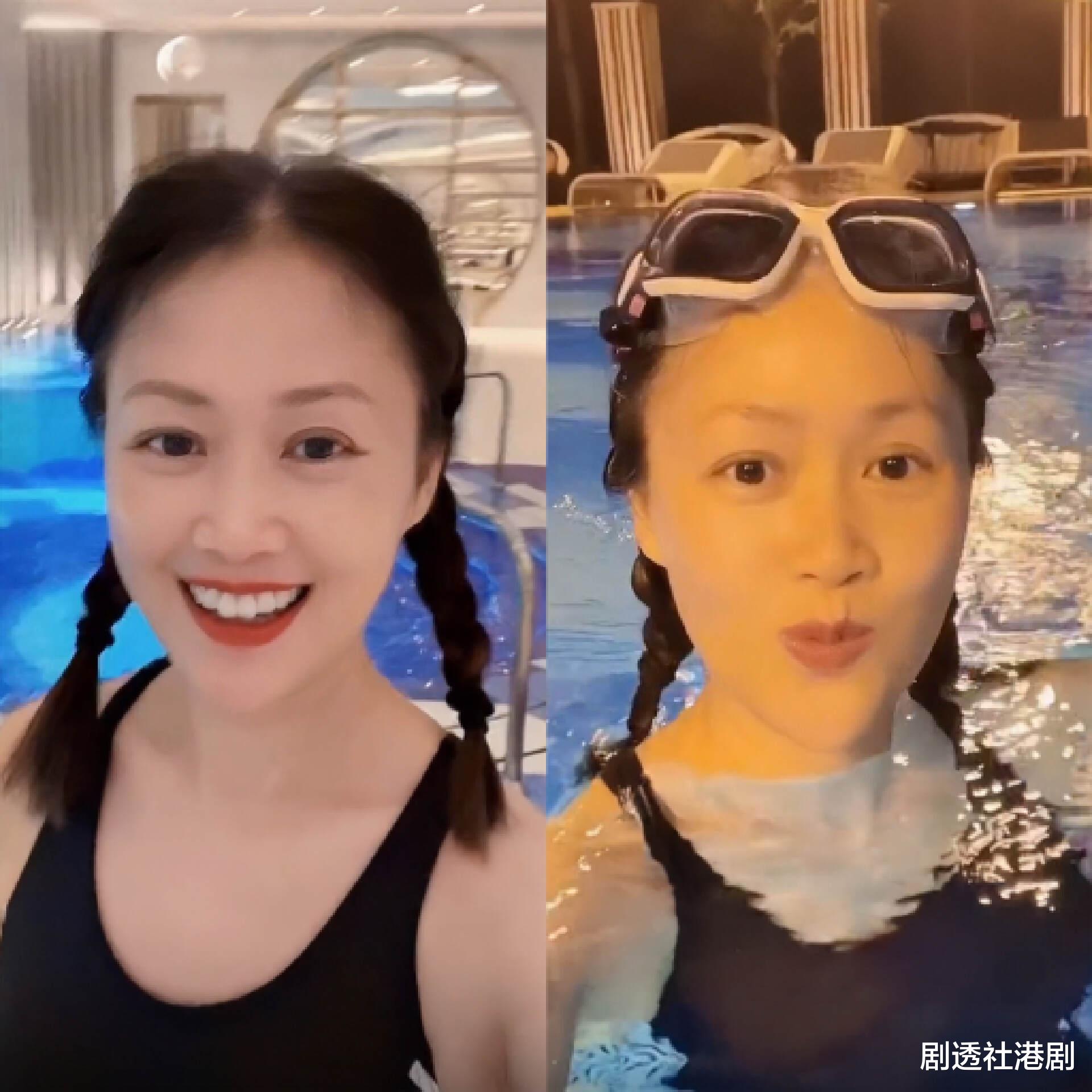 TVB前知名女星减肥成功，甩肉20磅颜值飙升，带妆游泳引热议
