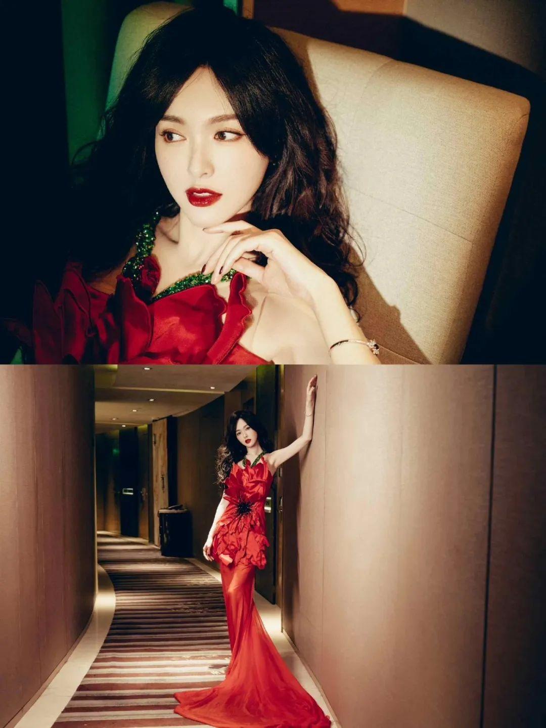 唐嫣穿中国红长裙跟胡歌跨年合唱美到无法言喻,胡歌不怕罗晋吃醋吗?