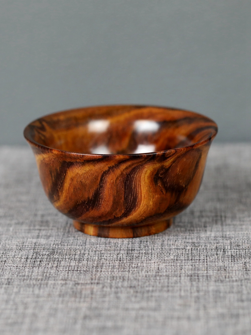 海南黄花梨|海南黄花梨虎皮纹紫油梨富贵碗