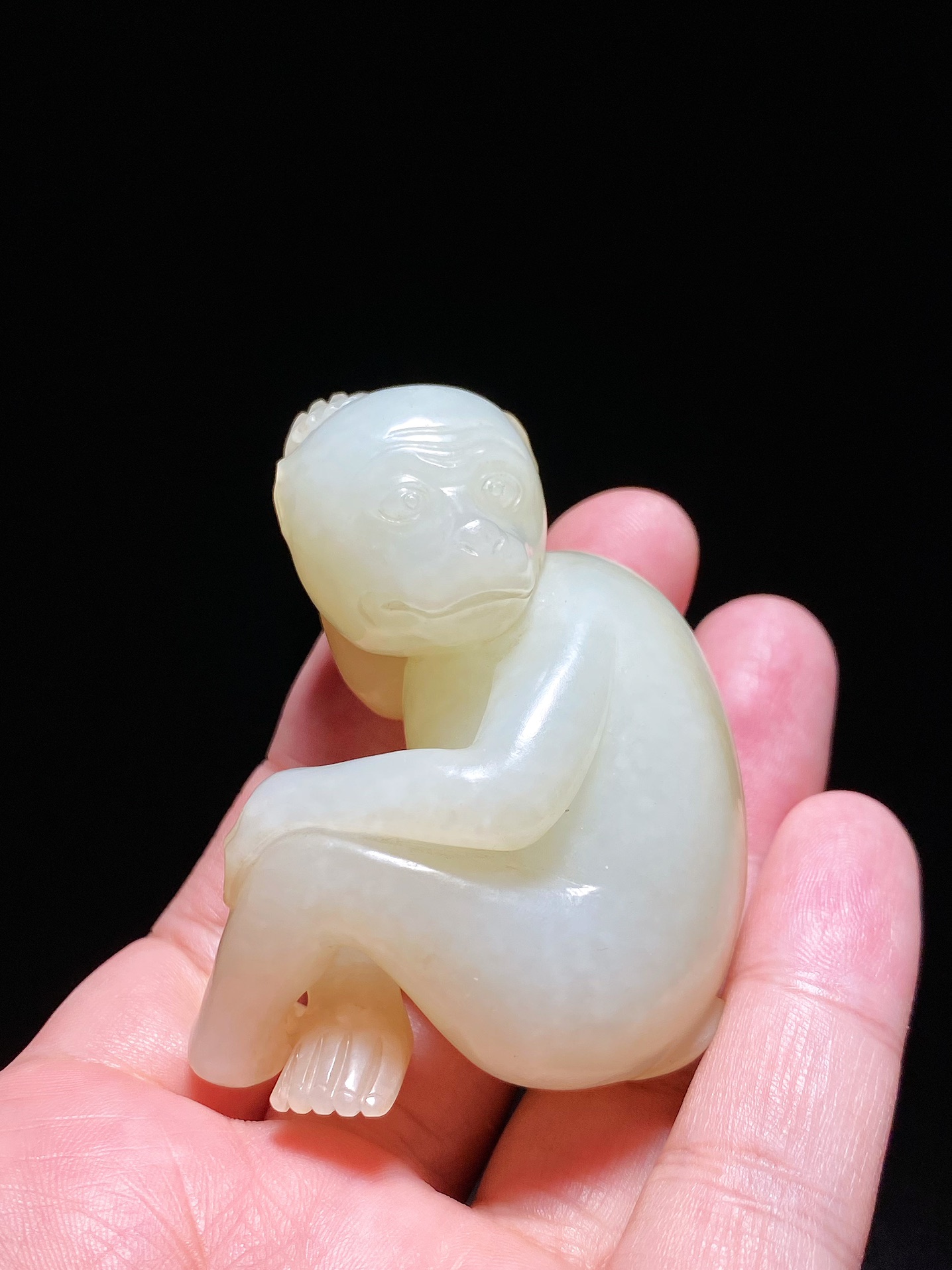 白玉|清乾隆 和田玉籽料 白玉猴 摆件 把件