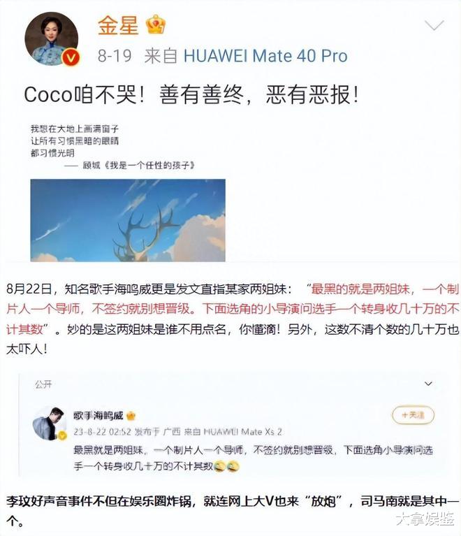 李玟|梁源、胡锡进力挺好声音！华纳却怒了：誓要维护李玟声誉