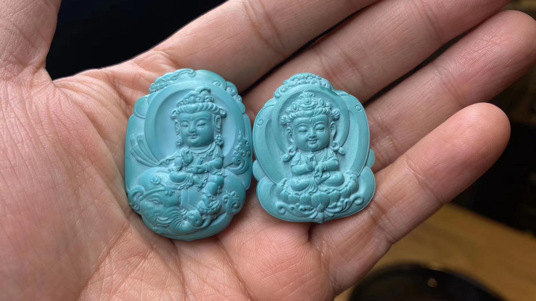 绿松石雕刻件现状，大克重的卖出不去，小克重雕刻花样百出