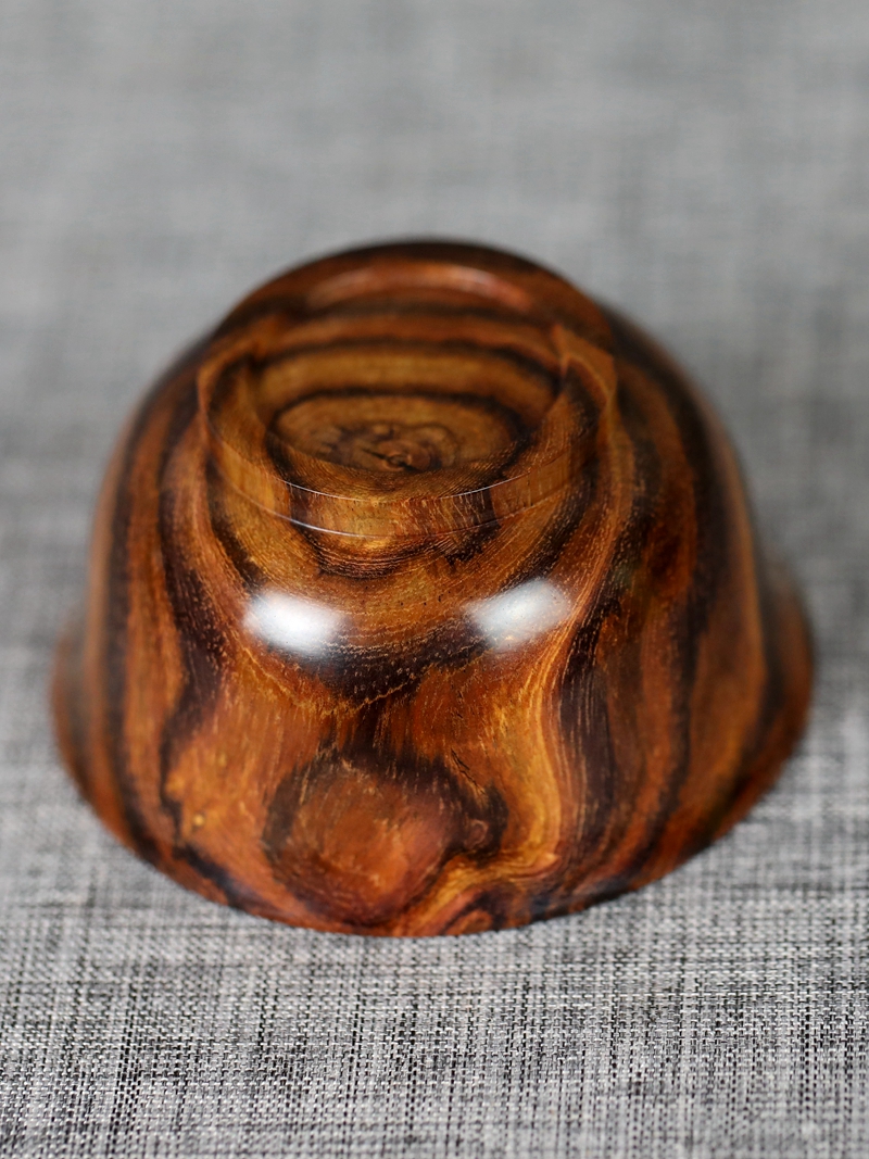 海南黄花梨|海南黄花梨虎皮纹紫油梨富贵碗