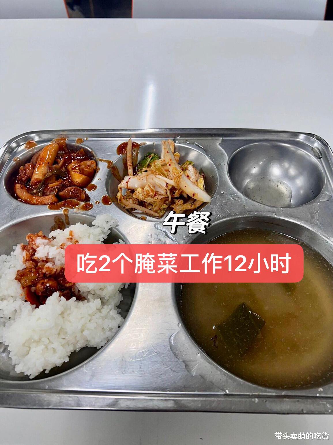 蔬菜|妹子在韩国打工晒饭堂伙食，新鲜蔬菜看不到吃到肉靠缘分，太惨了