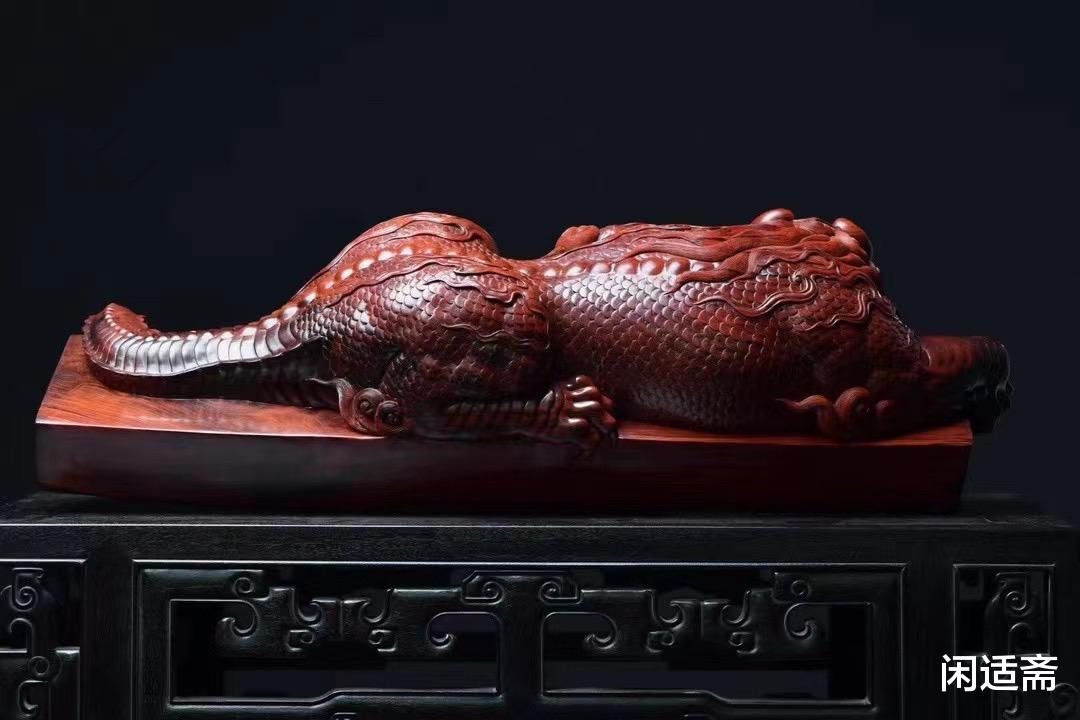 小叶紫檀|小叶紫檀木雕,招财吸金兽,蚣蝮