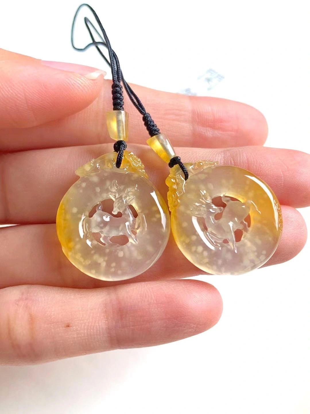 天珠|翡翠满载、一\鹿\有你。翡翠鹿牌