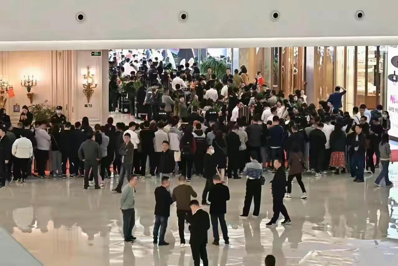 高圆圆|高圆圆现身商演阵仗大，近百人手忙脚乱迎出场，与异性挽手显亲密