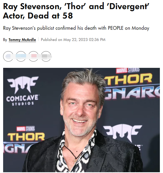 雷神|《雷神》演员雷·史蒂文森猝逝,正在拍摄新片,家人未透露其死因