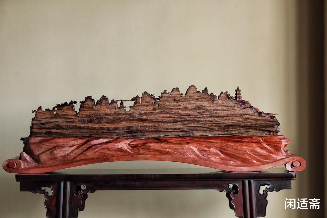 文房珍藏重器，海南黄花梨木雕，江山如画