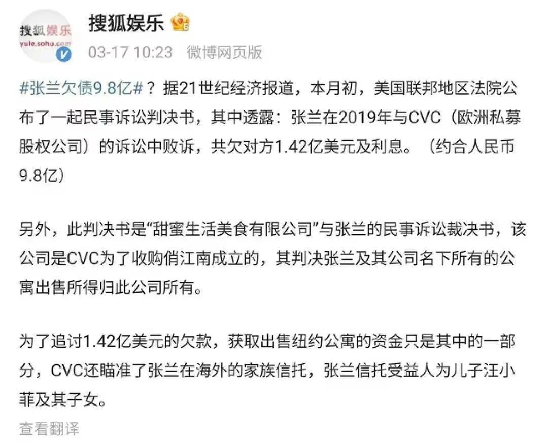 大S|从张兰母子欠债9.8亿看,人的现实在大S身上体现的淋漓尽致