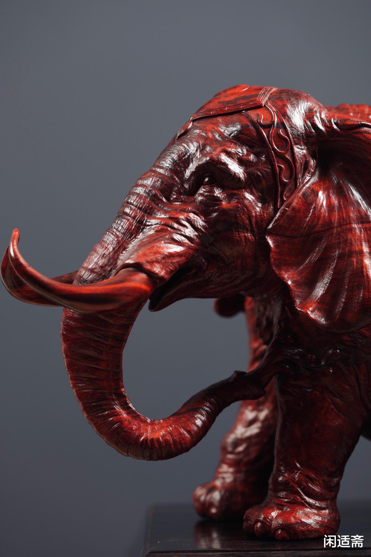 微笑|民康物阜,紫檀木雕摆件,太平有象