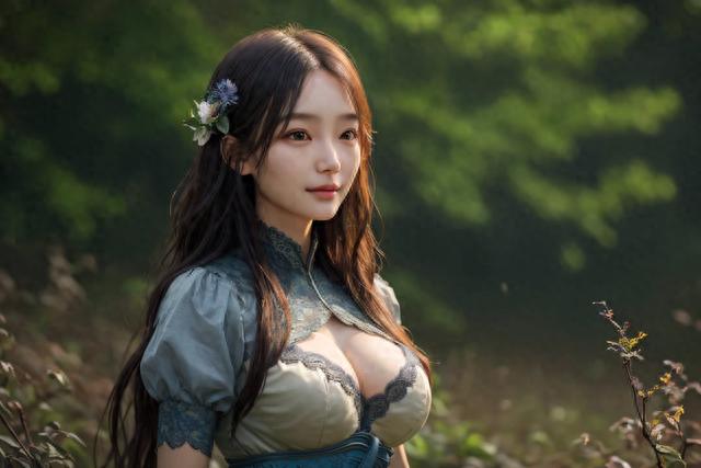 唯美光线,蓬松美发,树林美少女,浪漫画面惊艳登场