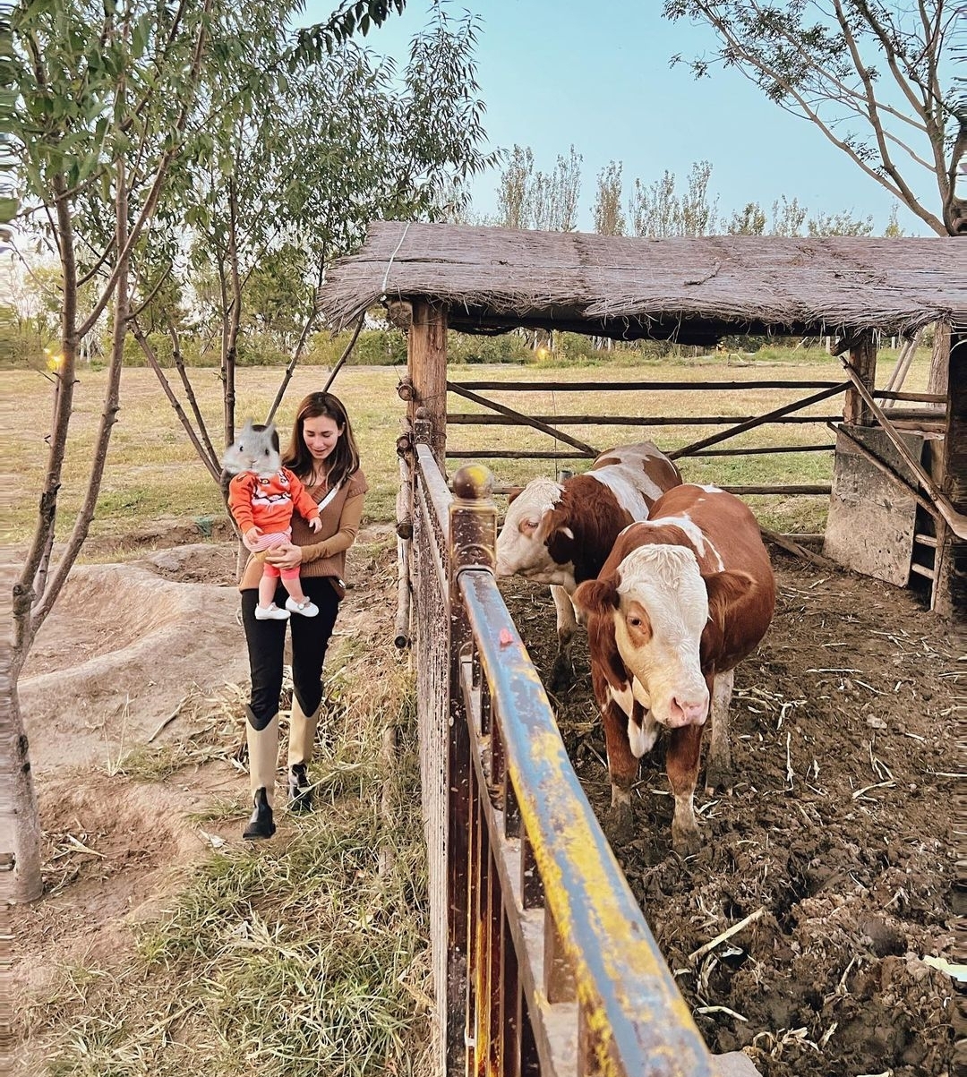 卢靖姗久违晒娃，带宝宝在乡间度假未见韩庚，1岁女儿已学会走路