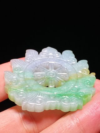 翡翠|清 老坑翡翠飘绿 法轮珮 挂件 把件