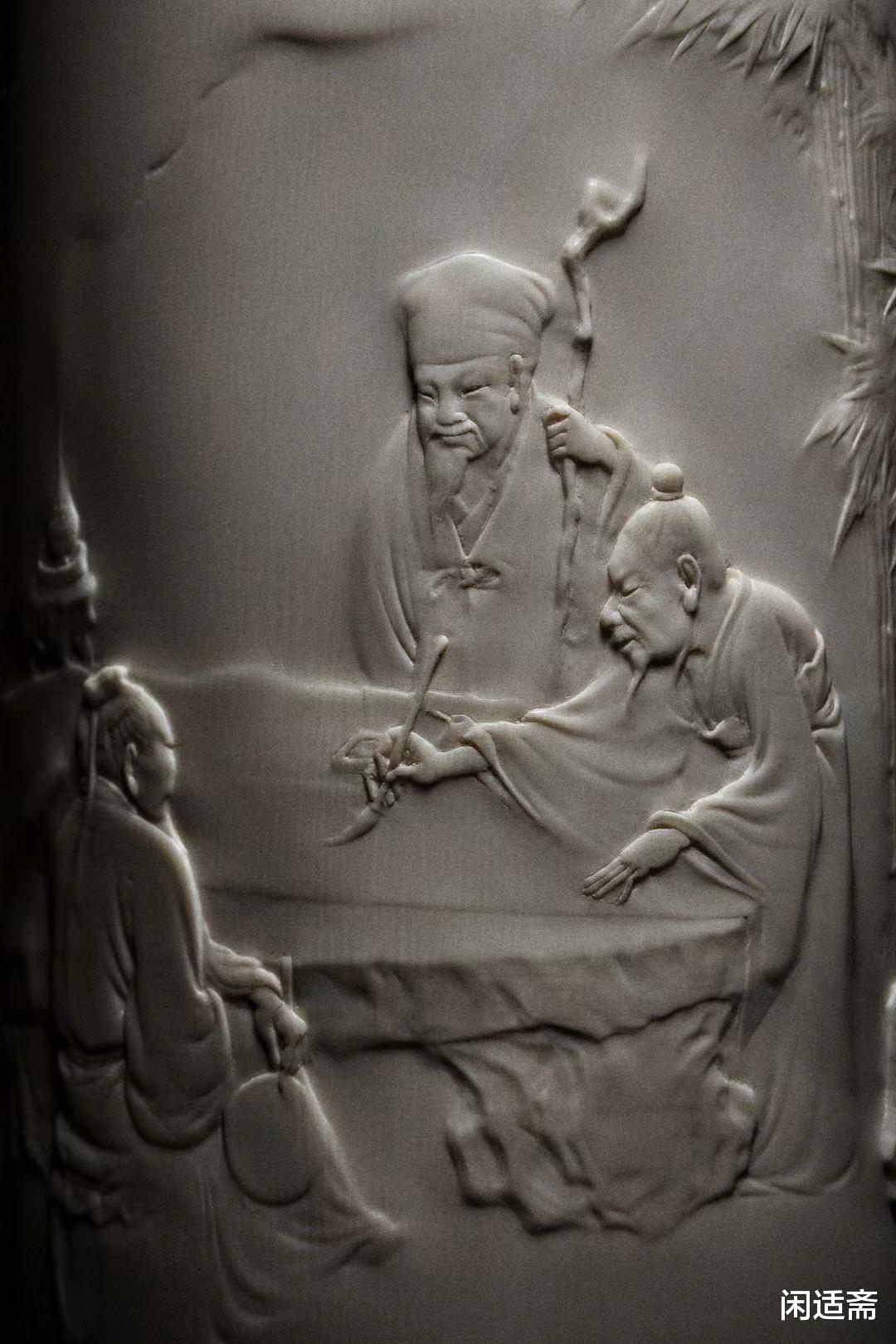 笔筒|雅藏,《观画图》,文人笔筒