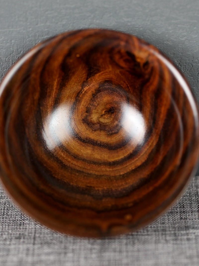 海南黄花梨|海南黄花梨虎皮纹紫油梨富贵碗