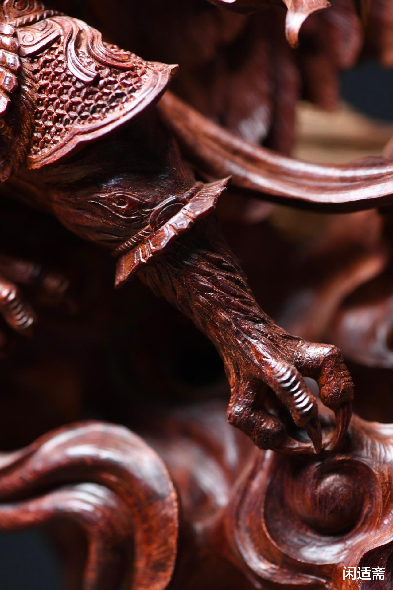 |古美艺术,紫檀木雕,雷震子