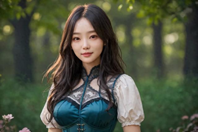 唯美光线,蓬松美发,树林美少女,浪漫画面惊艳登场