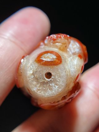 战国 红缟玛瑙 螭龙纹 玉勒 勒子