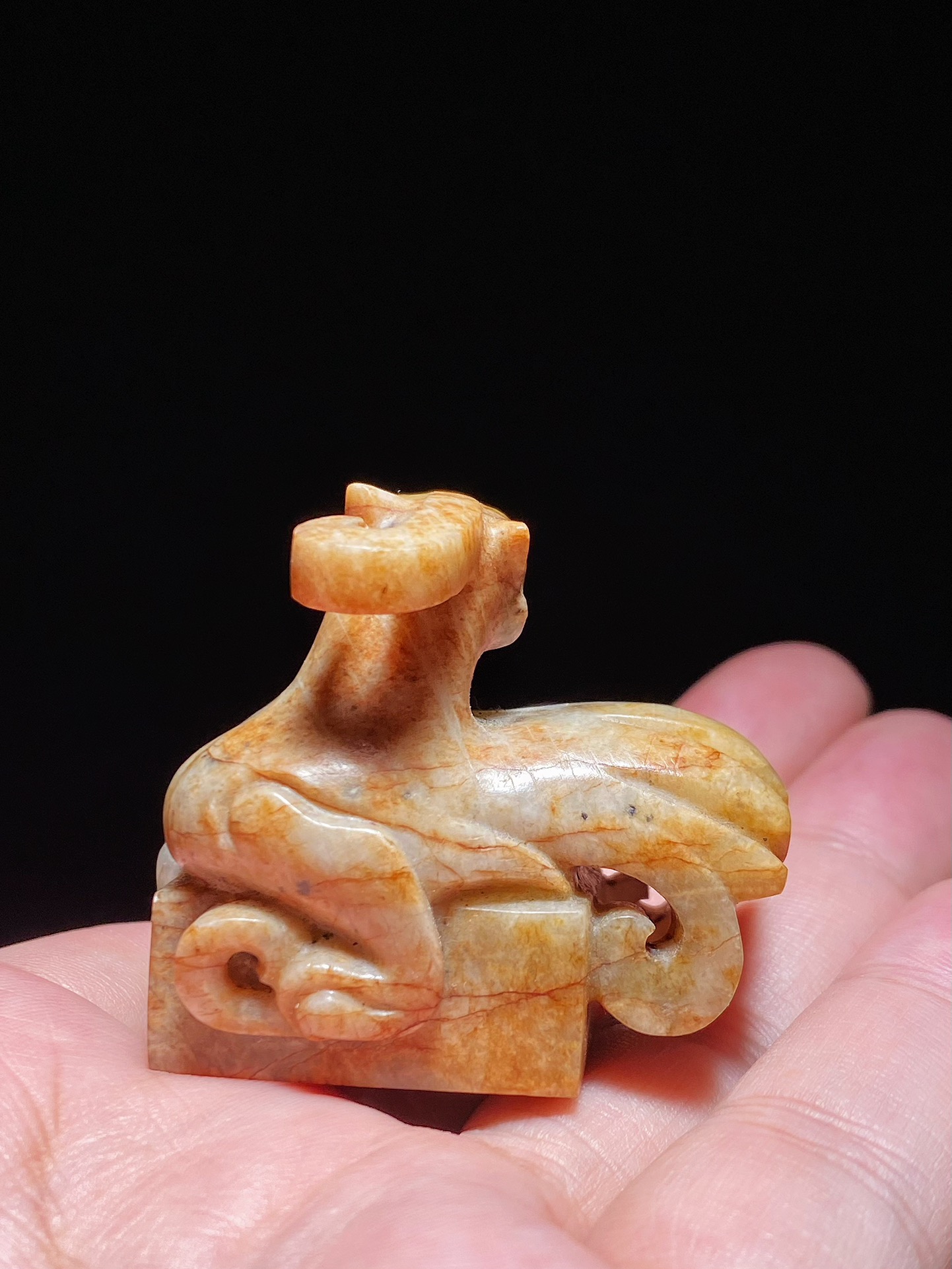 和田玉籽料|明以前 和田玉籽料受沁 凤钮印章 玉印 把件 摆件