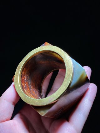 钱币|宋 和田玉籽料沁色 包金 玉琮