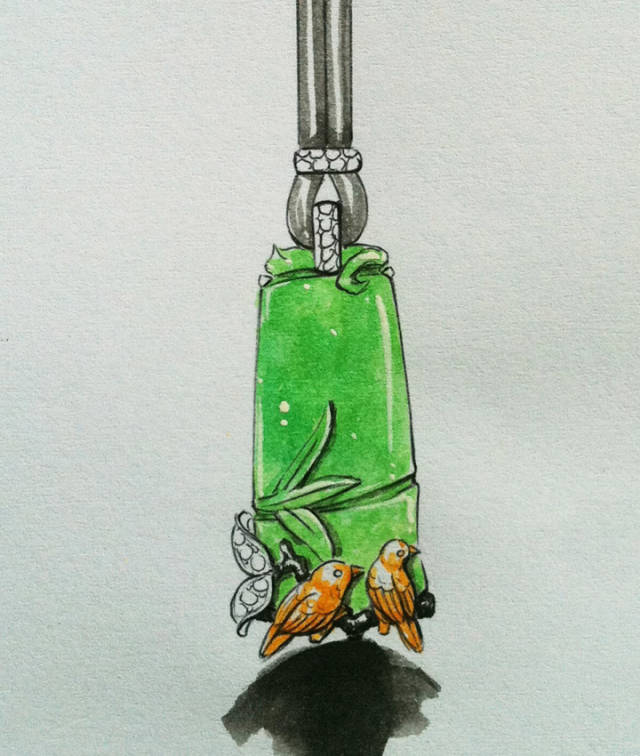 欣赏一下大师级的翡翠镶嵌手稿