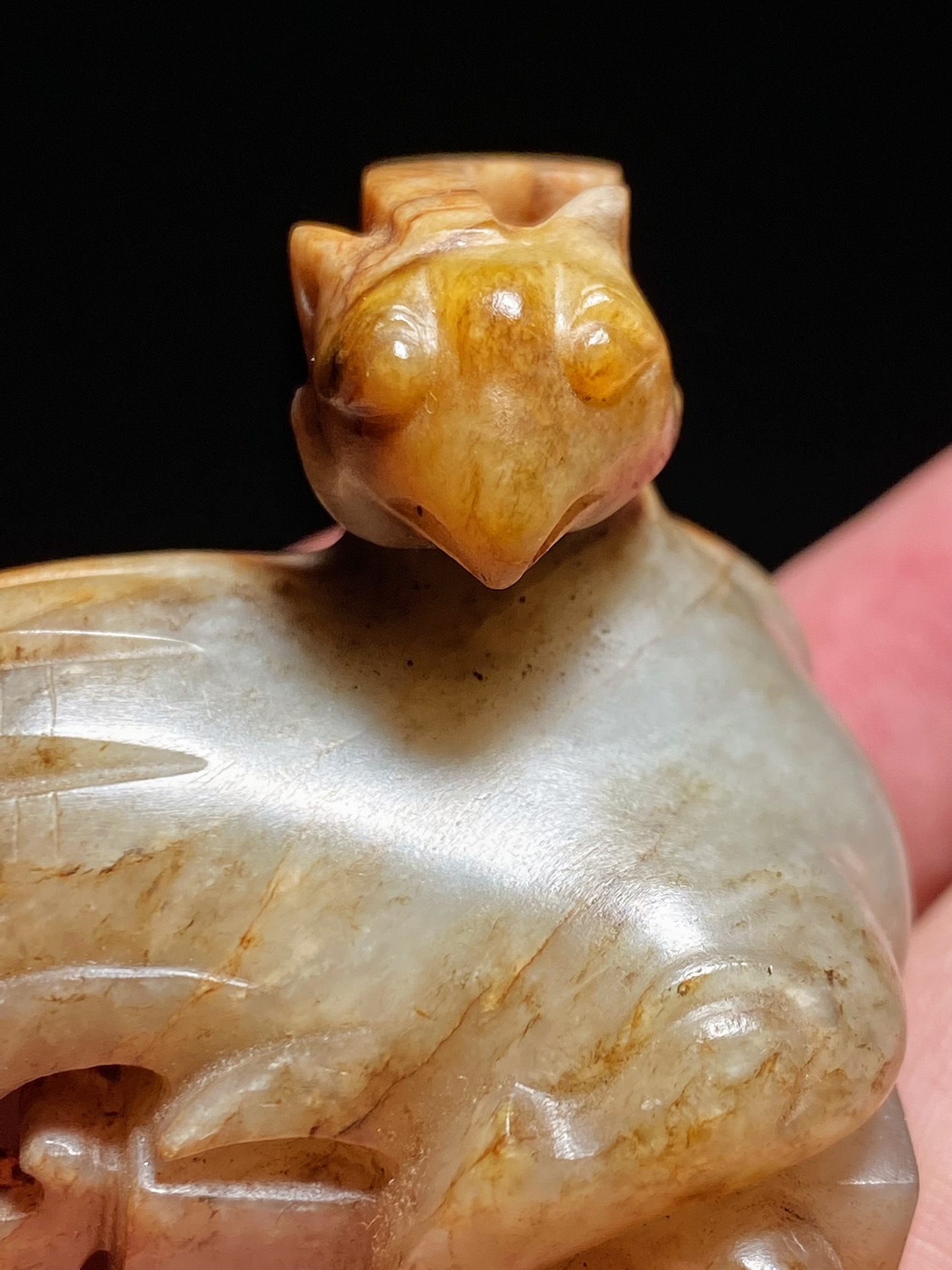 和田玉籽料|明以前 和田玉籽料受沁 凤钮印章 玉印 把件 摆件