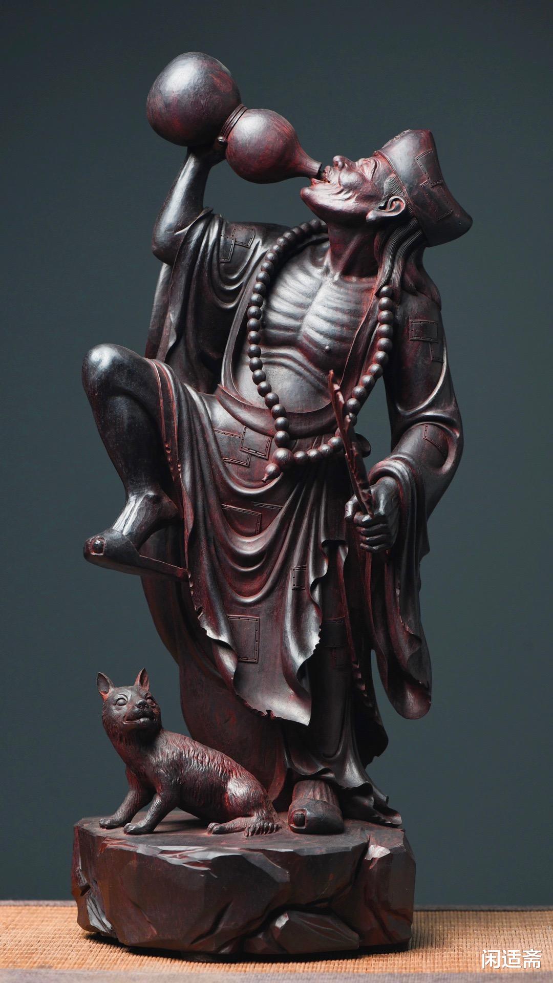 |行善积德，小叶紫檀木雕，活佛济公