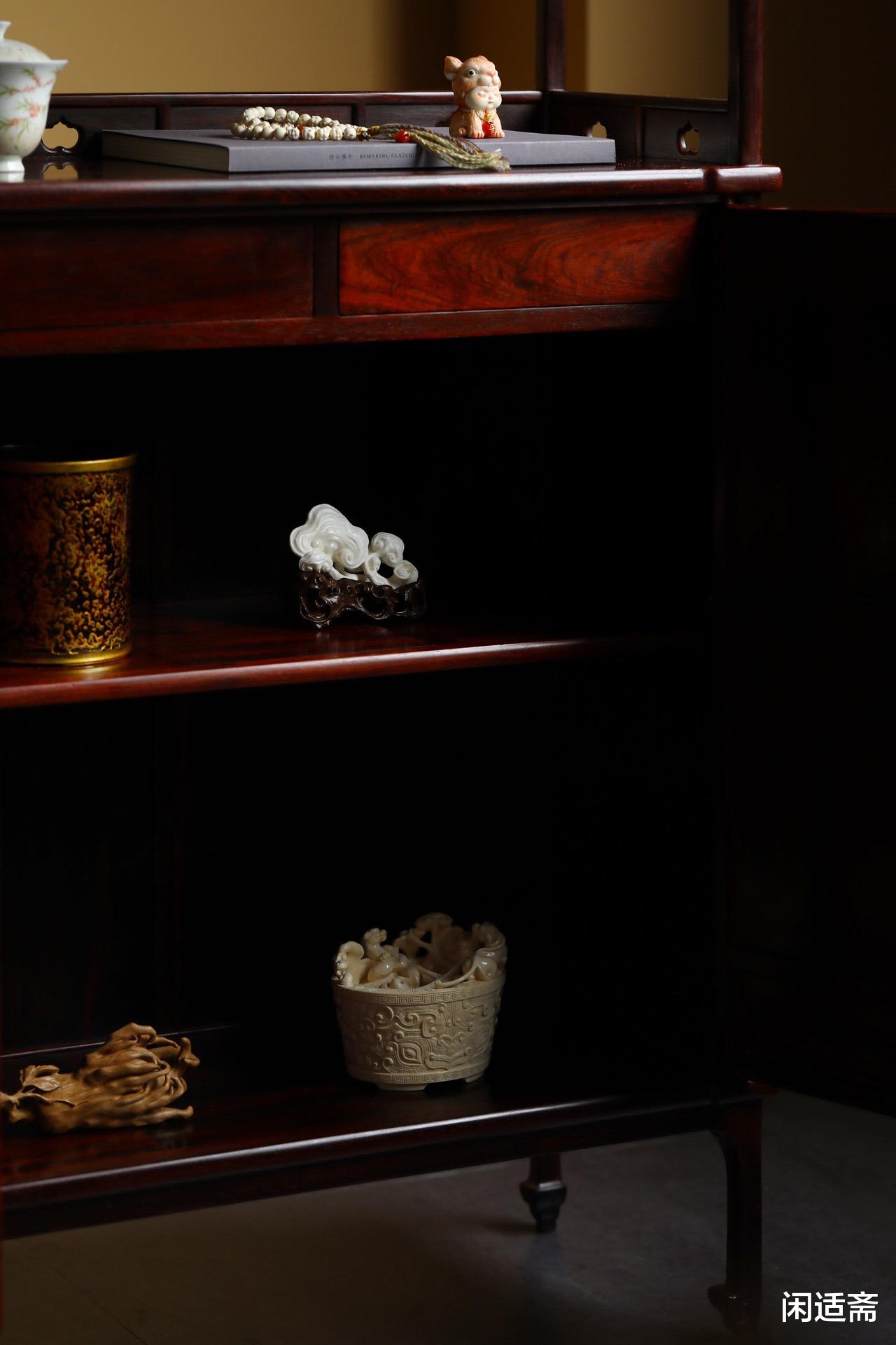 老物件|小叶紫檀,百宝博古图,宋式亮格柜