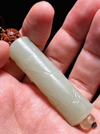 翡翠|清乾隆 和田玉籽料 松鹿同春 松鹿图 诗文 玉勒