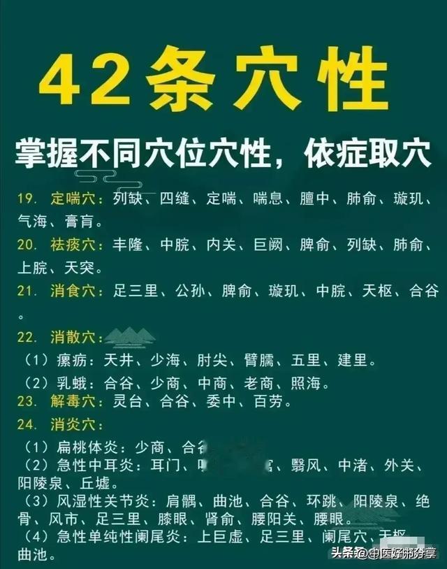 掌握不同穴位的穴性，依症取穴！