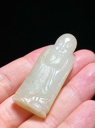 和田玉籽料|明 和田玉籽料 白玉 罗汉 尊者 勒子 挂件 把件