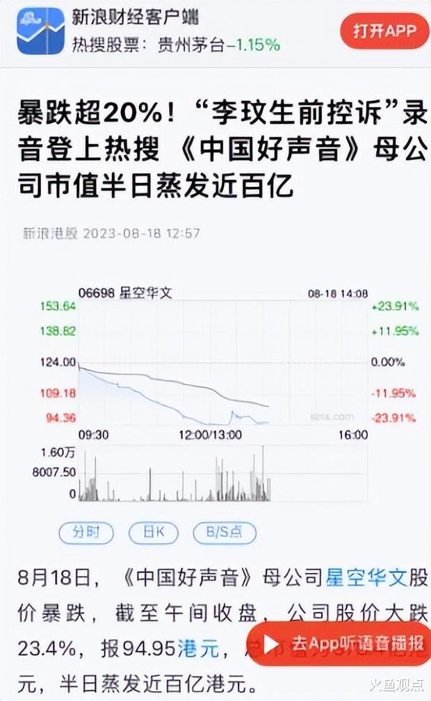 回光返照?好声音收视创新高,母公司股价反弹,那英和柳骊都躲了