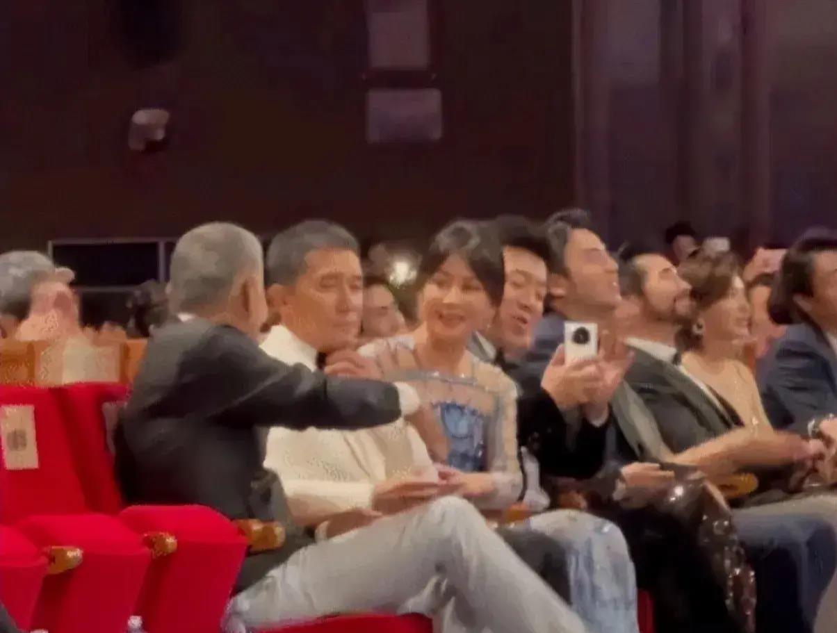 金鸡奖上，陈道明伸手祝贺梁朝伟，却遭无视，刘嘉玲救场也失败！