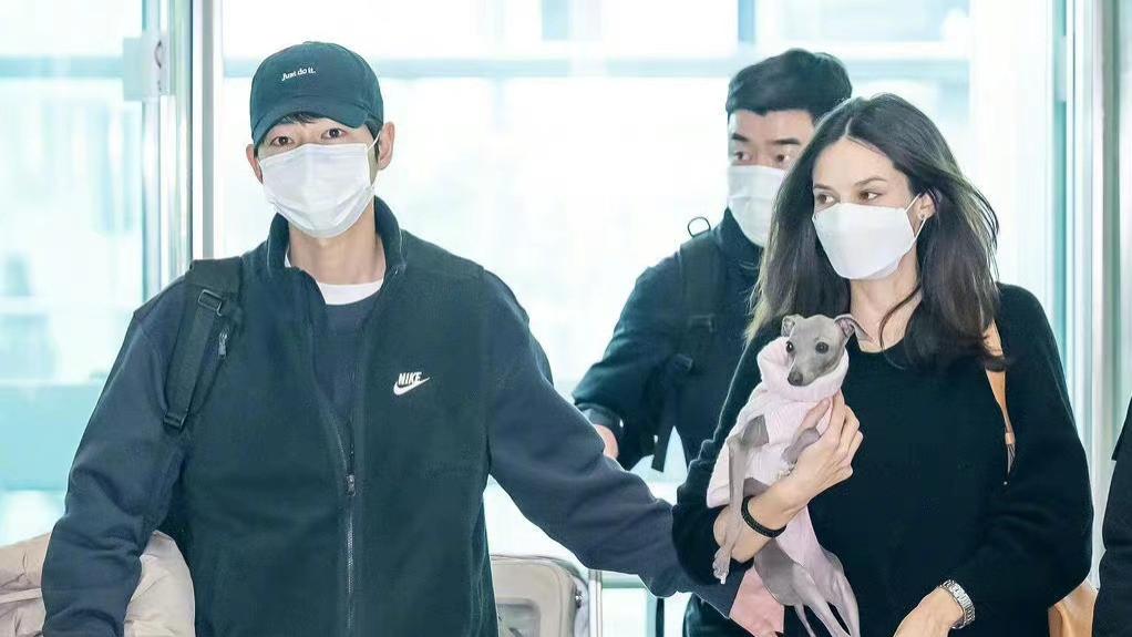 宋仲基|宋仲基携妻子现身机场，准妈妈凯蒂穿针织裙，温柔又优雅！