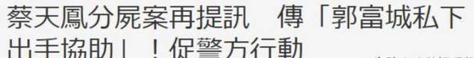 蔡天凤|蔡天凤案众多内幕曝光:郭富城起了关键作用,谭某一家成为新证人