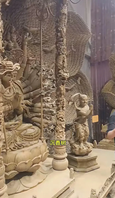 阔绰!陈光标晒千年沉香木,3块雕刻观音像值12亿,巨木量达800棵