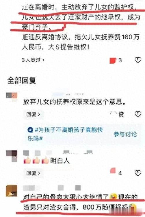 4亿并不多!大S只是为孩子获取更大的利益!当初谁放弃孩子监护权