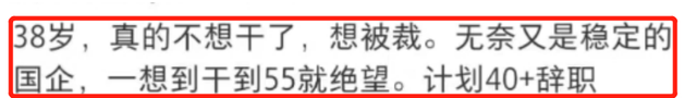38岁真不想干了，想被裁但国企不可能裁员，一想到干到55岁就绝望